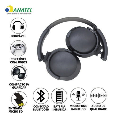 Headset Fone Ouvido Sem Fio Confortavel Mídia Bass Microfone