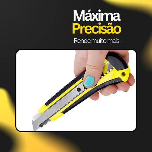 Estilete Reto Portátil 3 Lâminas Profissional Leve Bolso