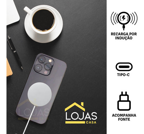 Fonte Carregador + Cabo Indução Para iPhone 12 13 14 15 16