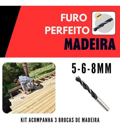 Kit Jogo Brocas Com Estojo Ferro Concreto Madeira Videa Aço