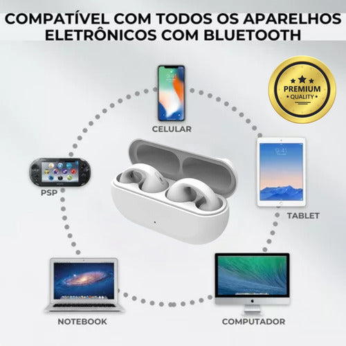 Fone De Ouvido Bluetooth Sem Fio Earcuffs Esportivo Brinco