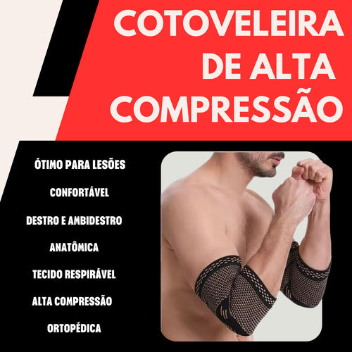 Cotoveleira Ortopédica Alta Compressão Ajustável Dores Lesão
