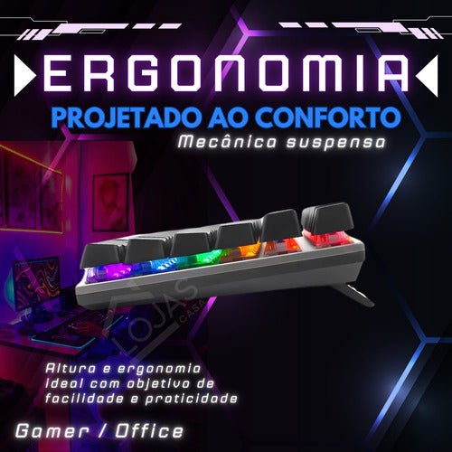 Teclado Gamer Rgb Red Swith Mecânico Para Pc Xbox Ps5 Setup