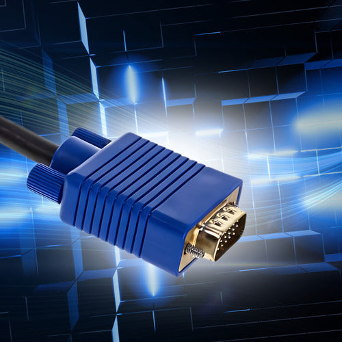 Cabo Vga Blindado 15m Lojas Casa Alta Resolução Azul Conector Macho