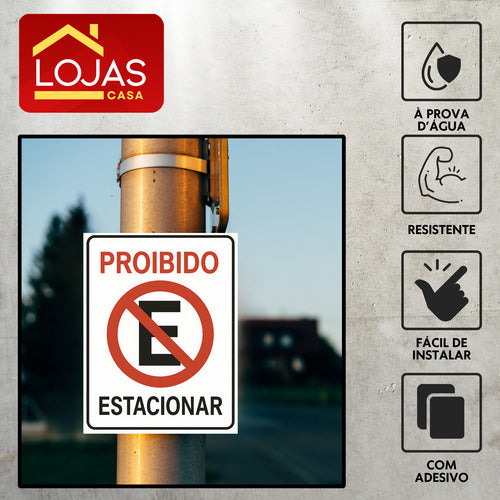 Placa De Sinalização Proibido Estacionar 20x30 / 2 Unidades