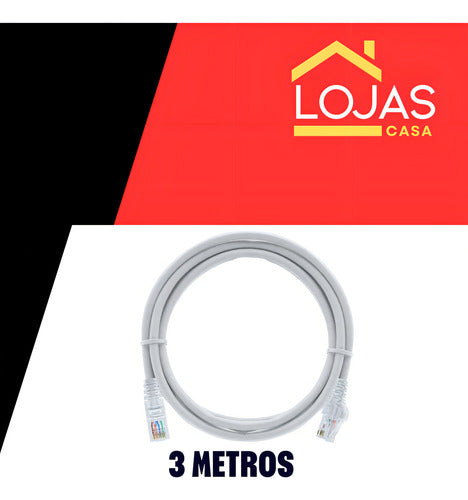 Cabo De Rede Cat6e 3m Rj45 Ethernet Pvc Alta Velocidade Cinza