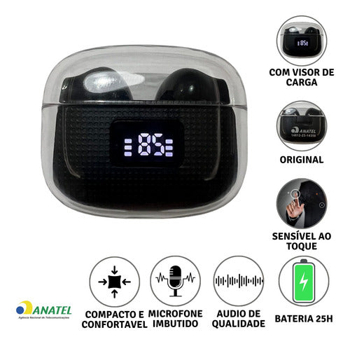 Fone De Ouvido S/ Fio Compacto De Qualidade C/ Case De Carga