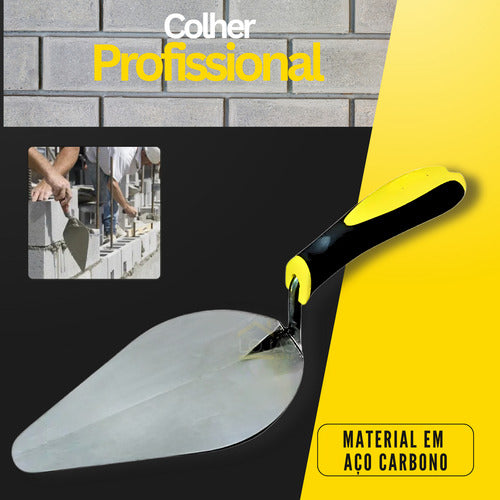 Colher De Pedreiro Jardim Canteiro Reta 7   Aço Profissional