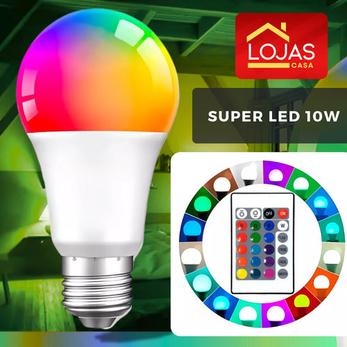 Lâmpada Led Rgb E27 Colorida 10w Festa Casa E Decoração