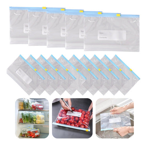 15 Sacos Hermético Zip Multiuso Freezer Geladeira Alimentos