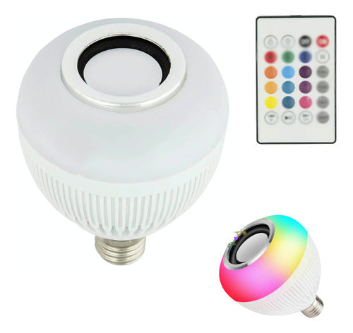 Lâmpada Led Rgb Bluetooth Com Caixa De Som E Controle Bivolt