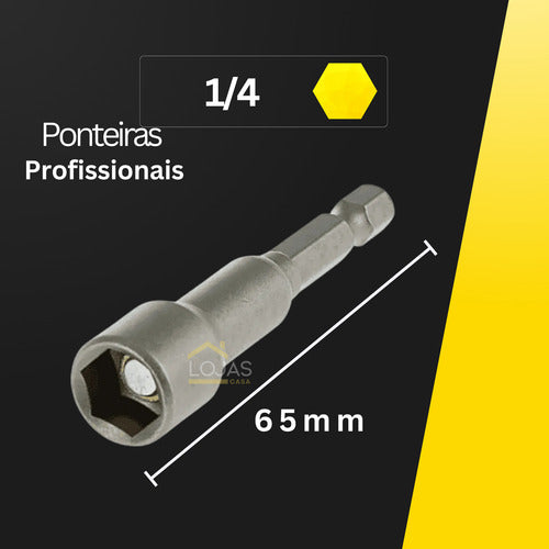 Kit 5 Ponteiras Bits Soquete Canhão Sextavado 1/4 6mm Parafu