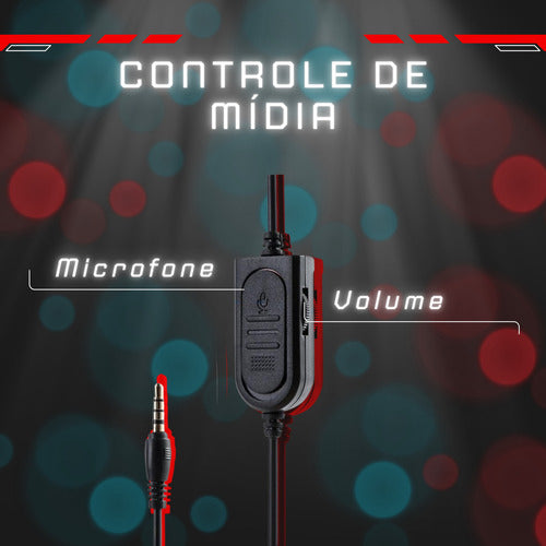 Headset Super Gamer C/ Fio Controle De Mídia Bass Microfone