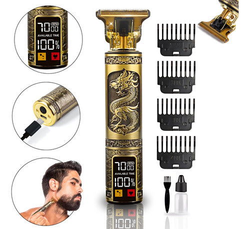Máquina Cortar Cabelo Fazer Barba De Metal Com Led Indicador