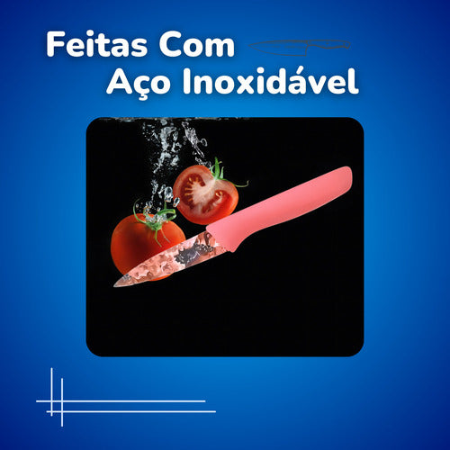 Jogo De Facas 6 Peças Cozinha Chef Churrasco Multiuso Lâmina