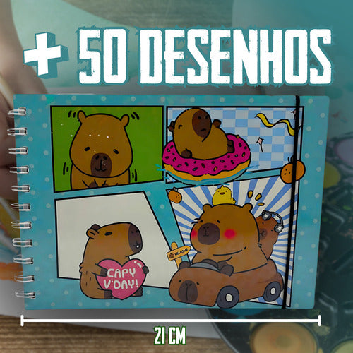 Livro Para Colorir Pintura Desenho Cute Capivara Goods