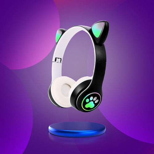 Fone De Ouvido Gatinho Fofinho Bluetooth Led Cat Headset