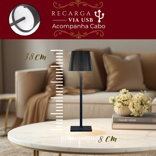 Luminária Mesa Abajur Led Ajustavel Sem Fio Recarregável