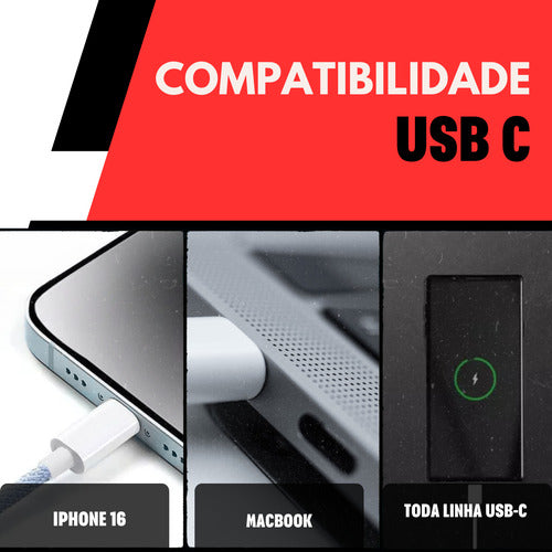 Fonte + 2 Cabos 50w Usb-c Duplo Para iPhone 16 Promax 15 17