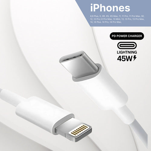 Fonte Carregador Duplo + Cabo 45w P/ iPhone XR 11 12 13 14