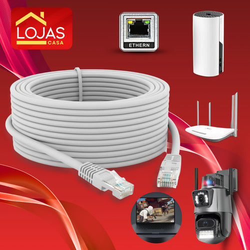Rolo Cabo Rede 50m Lan Crimpado Cat 6 Super Rápido Premium L