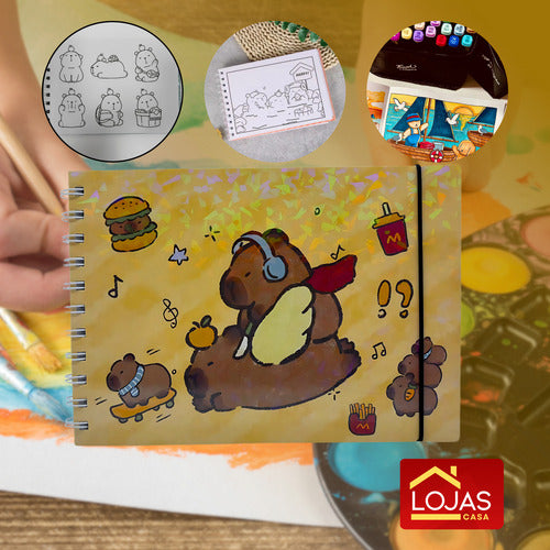 Livro Para Colorir Pintura Desenho Cute Capivara Goods