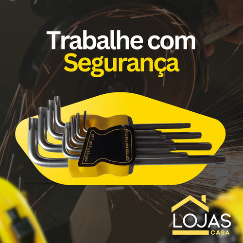 Jogo De Hexalobular Chaves L Torxs Longa 9 Peças T10 Até T50