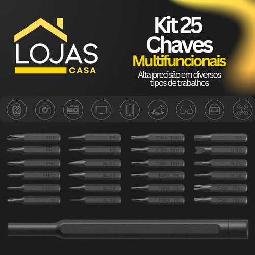 Kit Chaves De Precisão 25 Em 1 Reparos Manutenção Eletronica