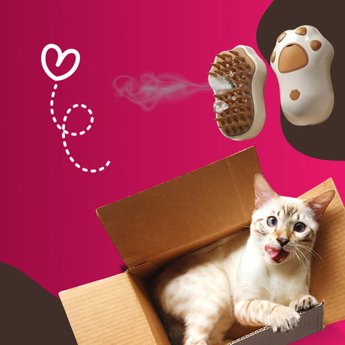 Escova De Vapor Para Pelo Gatos Cachorros Pet Patinha 3 Em 1