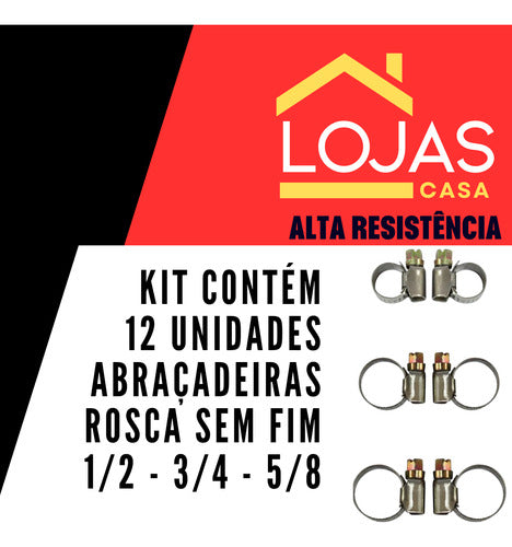 Kit 6 Abraçadeiras Aço Rosca Sem Fim Mangueiras, Compressor