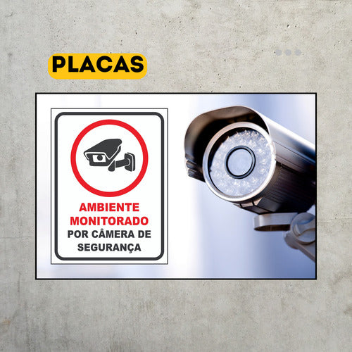 2 Placas Ambiente Monitorado Por Câmeras  / Lojas Casa