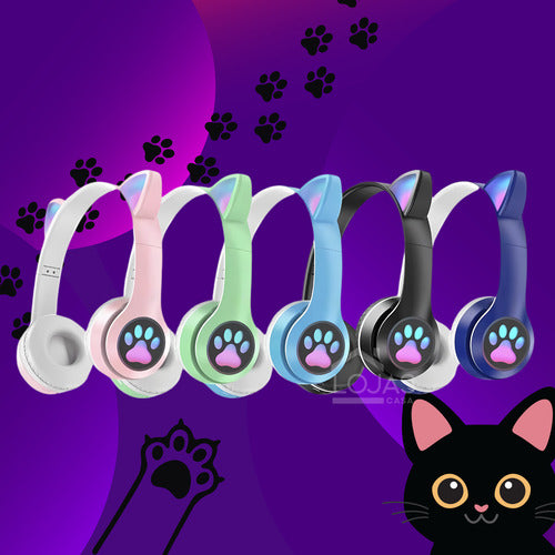 Fone De Ouvido Gatinho Fofinho Bluetooth Led Cat Headset