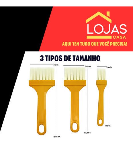 Kit 3 Mini Pincel De Pintura Acabamentos Alimentos Uso Geral
