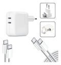 Fonte + 2 Cabos 50w Usb-c Duplo Para iPhone 16 Promax 15 17