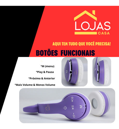 Fone De Ouvido Crianças Orelha De Gatinho Bluetooth Led Rgb