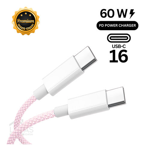 Cabo Tipo C Usb Para iPhone 16 15 Pro Max Trançado Colorido
