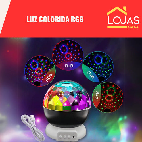 Iluminação Led Globo De Festa Mágico  Luz Rgb À Pilha Ou Usb