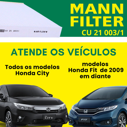 Filtro De Ar Condicionado Cabine Para Honda City E Fit Mann
