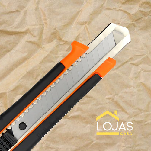 Kit 3 Estilete Profissional 18mm Com Trava 3 Lâminas Reserva