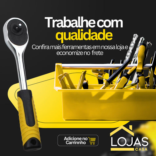 Chave Catraca Para Soquete Aço Cromo Reversível 1/2 Polegada