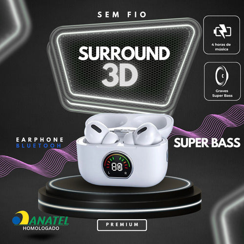 Fone De Ouvido Bluetooth 5.3 Para iPhone Premium Grave E 3d