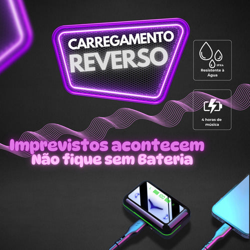 Fone De Ouvido Premium Bluetooth 5.3 Sem Fio Powerbank Luxo