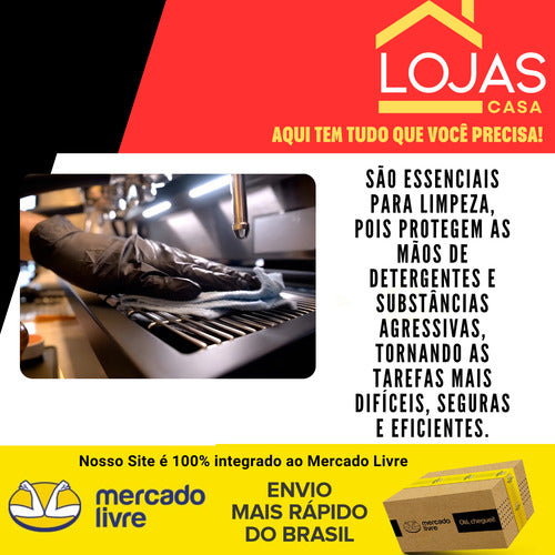 Luvas Nitrilicas Na Cor Preta 100 Unid. Uso Geral Sem Talco