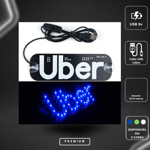 Placa Led Carro Uber Letreiro Motorista De Aplicativo App
