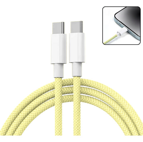 Cabo Tipo C Usb Para iPhone 16 15 Pro Max Trançado Colorido