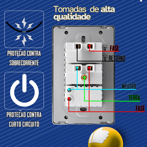 Tomada Interruptor Fonte Carregador Usb C + A De Parede Duo