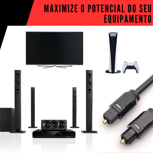 Cabo Óptico Para Áudio Digital Fibra Home Theater, Som 5.1
