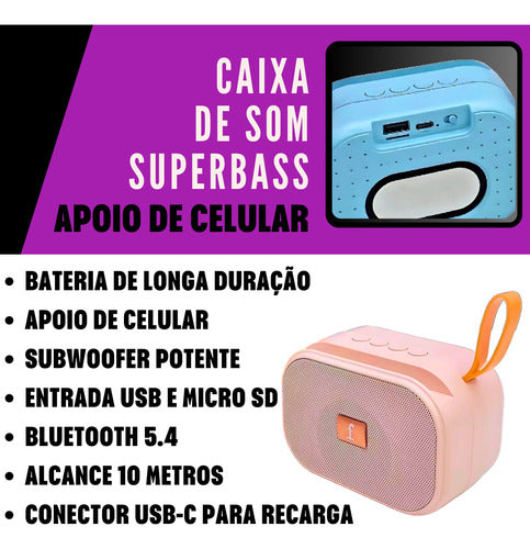 Caixa De Som Portatil Bluetooth Com Apoio Extreme Superbass