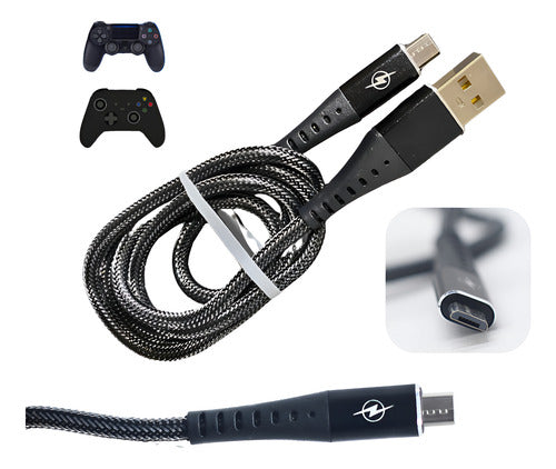 Cabo Recarga Controle Ps4 Usb V8 Trançado Resistente Tático
