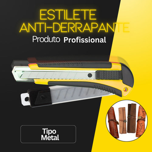 Estilete Reto Portátil 3 Lâminas Profissional Leve Bolso